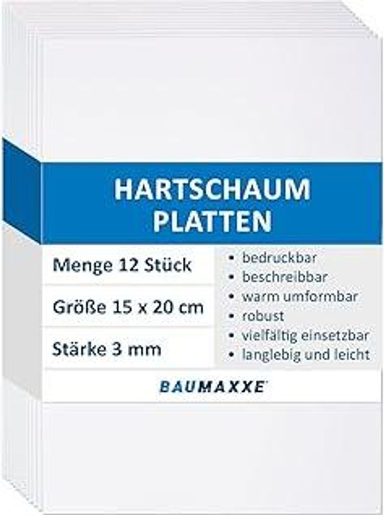 Baumaxxe 12er Set PVC Hartschaum-Platten weiß I 15 x 20 cm I 3 mm I mit einseitiger Schutzfolie I Kunststoff Zuschnitt I Innen und Außenbereich I...