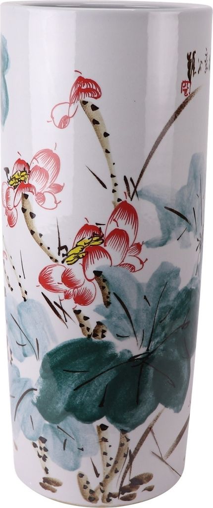 Fine Asianliving Keramik Regenschirmständer Vase Pflaumenblüten Handbemalt D24xH57cm Dekorative Vase Blumenvase Orientalische Keramik Vase Dekora...
