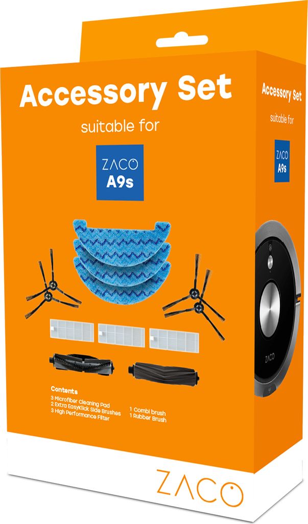 ZACO Original Zubehör-Set für ZACO A9s Saugroboter mit Wischfunktion