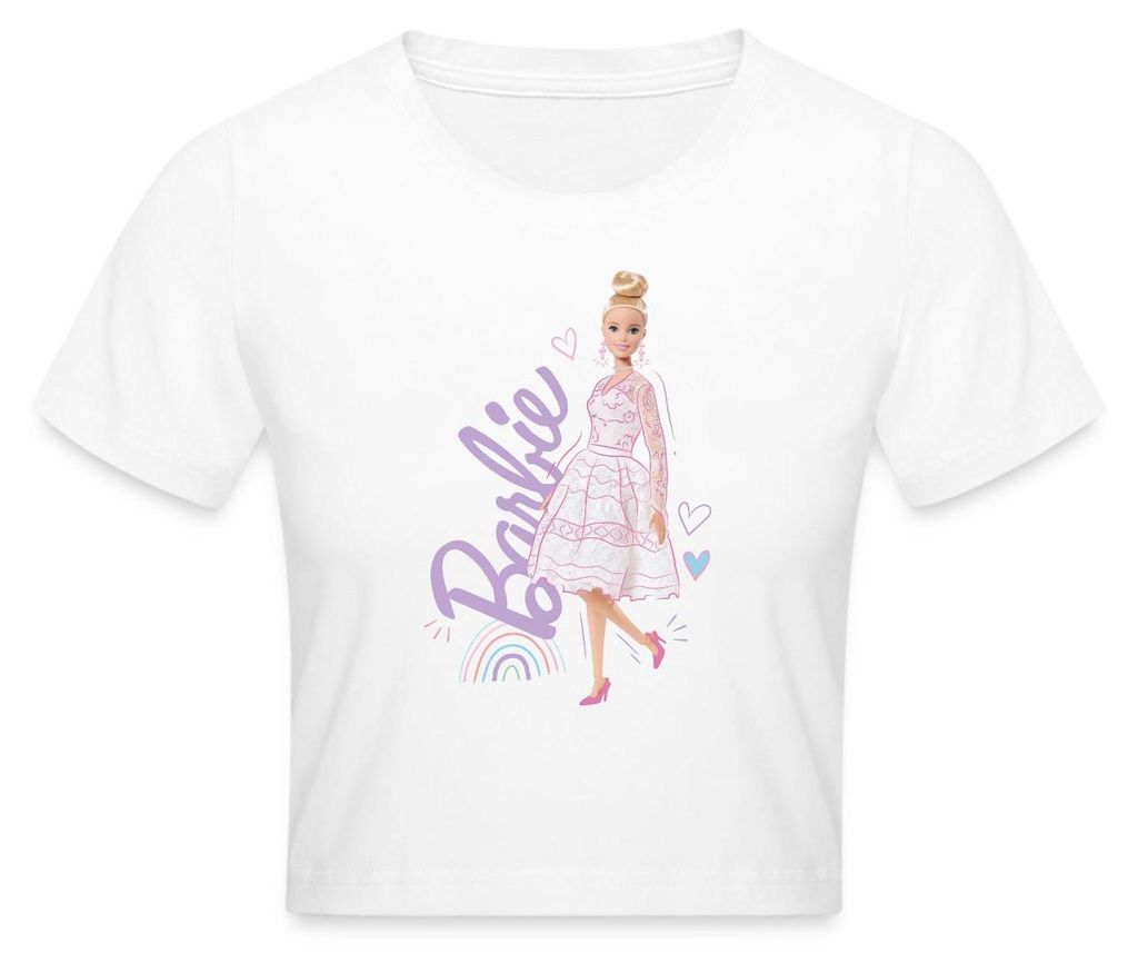 Spreadshirt Barbie Hochzeitskleid Crop Top, XS, Weiß