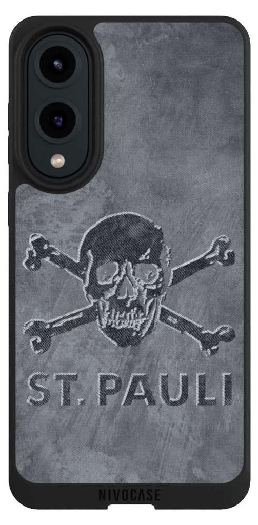 NIVOCASE Handyhülle für Samsung Galaxy S25 Edge Hülle NIVOpure Case Schwarz Beton FC St. Pauli Logo