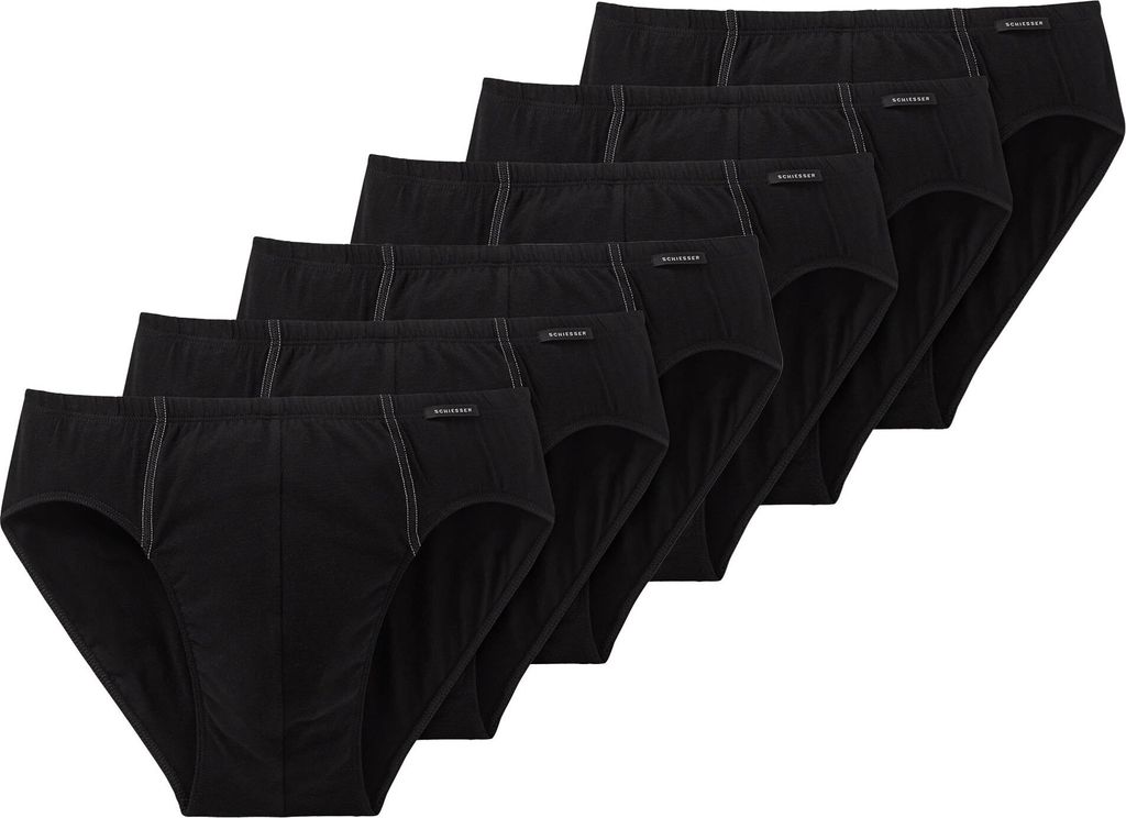 SCHIESSER Herren Slip 6er Pack - Supermini, Rio-Slip, Essentials, Baumwolle Stretch Schwarz M