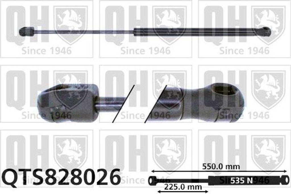 QUINTON HAZELL QTS828026 Gasfeder Heckklappendämpfer für CITROËN C5 III Kombi (RW) 550mm
