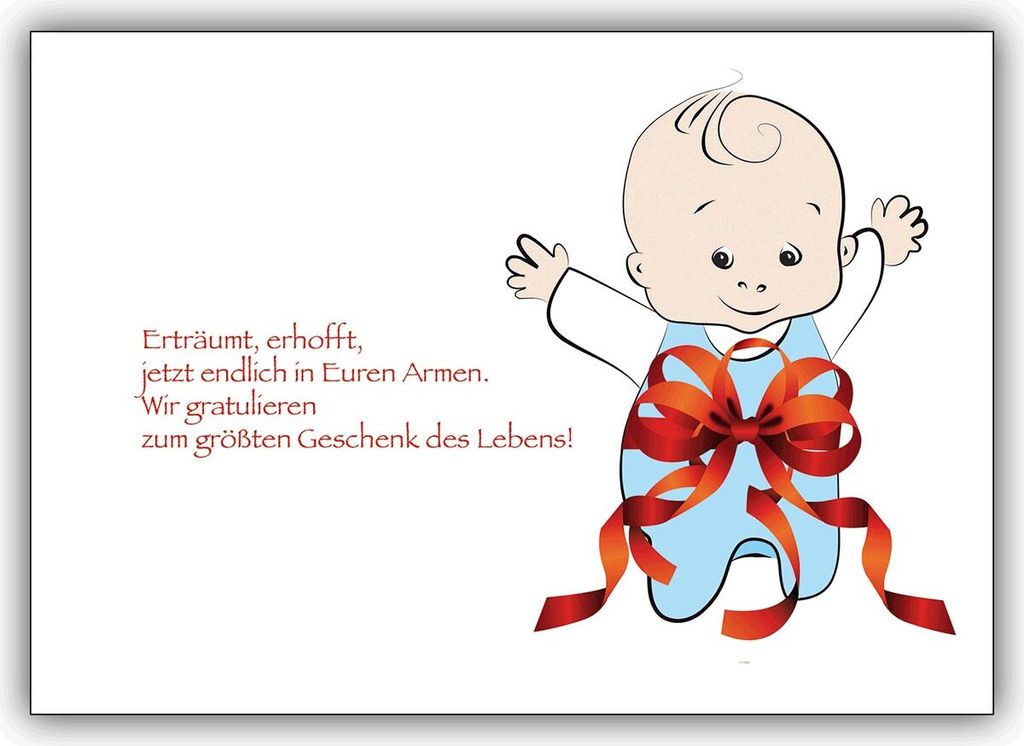 Liebevolle Babykarte zur Geburt eines Jungen mit Schleife