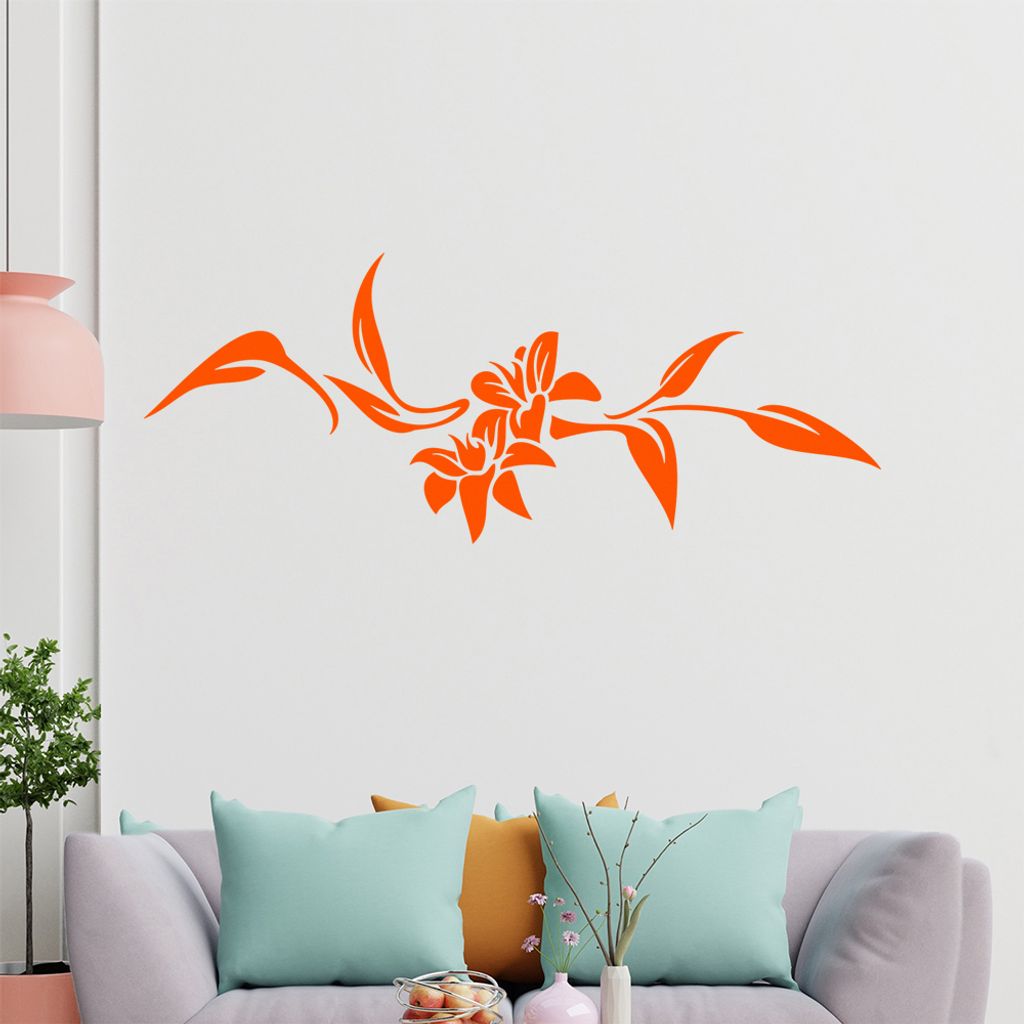 Blumen - Linien Wandtattoo in 6 Größen - Wandaufkleber Wall Sticker - Dekoration, Küche, Wohnzimmer, Schlafzimmer, Badezimmer