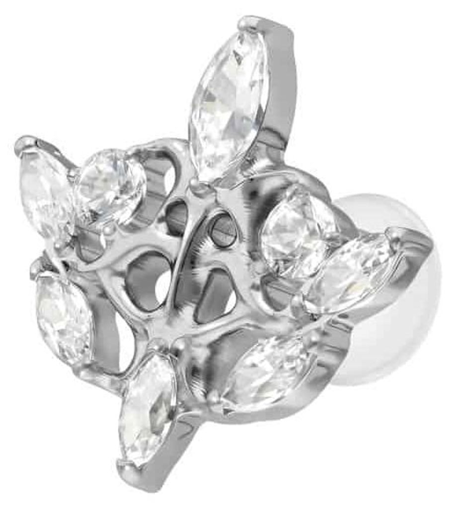 Ohrpiercing, Nasenpiercing PTFE Labret mit Innengewinde + Titan-Aufsatz GOTISCHES DESIGN Silber Stablänge: 5mm | Stabstärke: 1,2mm