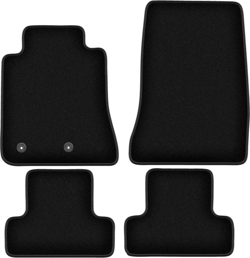 Tappetini in velluto per Ford Mustang MK6 (2014-, coupé) neri, set 4 pz, con fissaggi