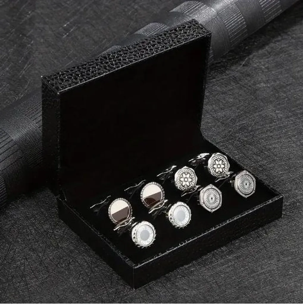 Boutons de manchette pour mariage et business avec écrin de 4 modèles