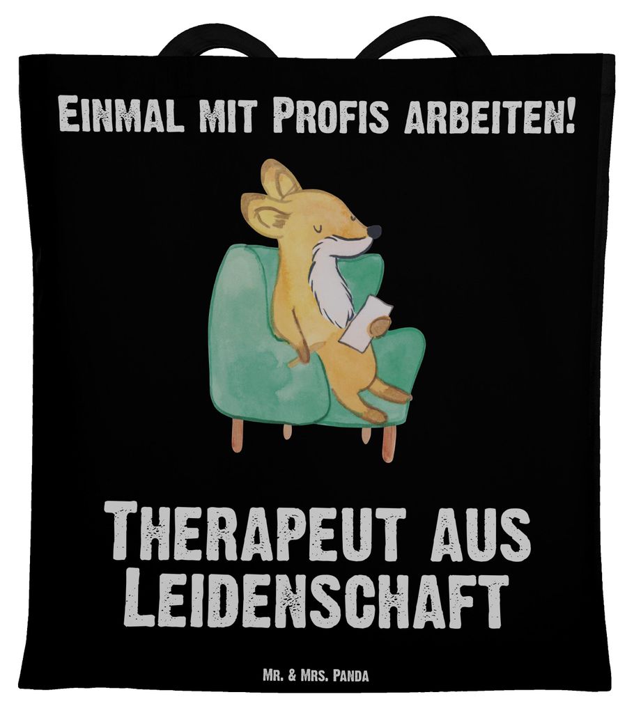 Mr. & Mrs. Panda Schultasche Therapeut Leidenschaft - Schwarz - Geschenk, Tote Bag, Einkaufstüte, Tasche, Jutebeutel, stoff shopper