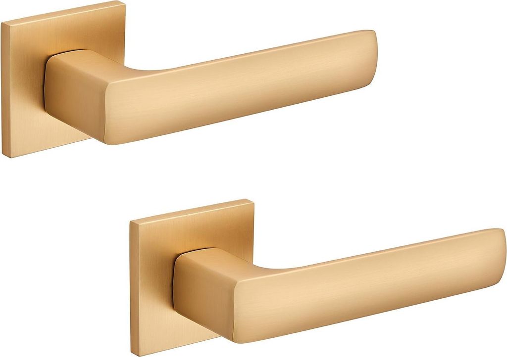 Ergonomischer Türgriff in Gold mit moderner, schlanker Rosette