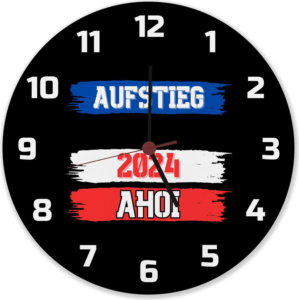 Kiel Ahoi Wanduhr aus Alu mit Spruch Aufstieg 2024