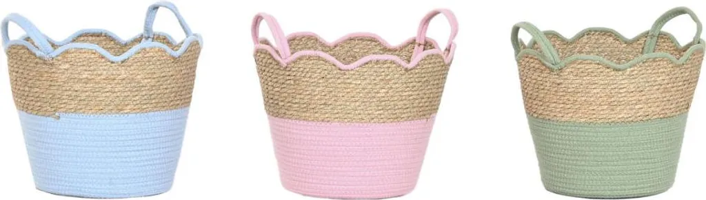 Rangement pour jouets et peluches panier bleu vert rose lot de 3 ESPRIT