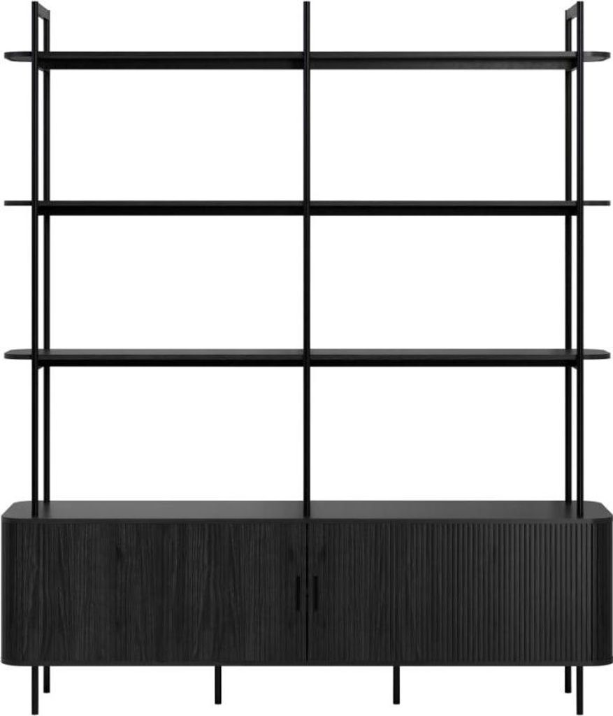 Ronin Regal 2 Jalousietüren, 3 Regale Asche-Nachbildung schwarz.