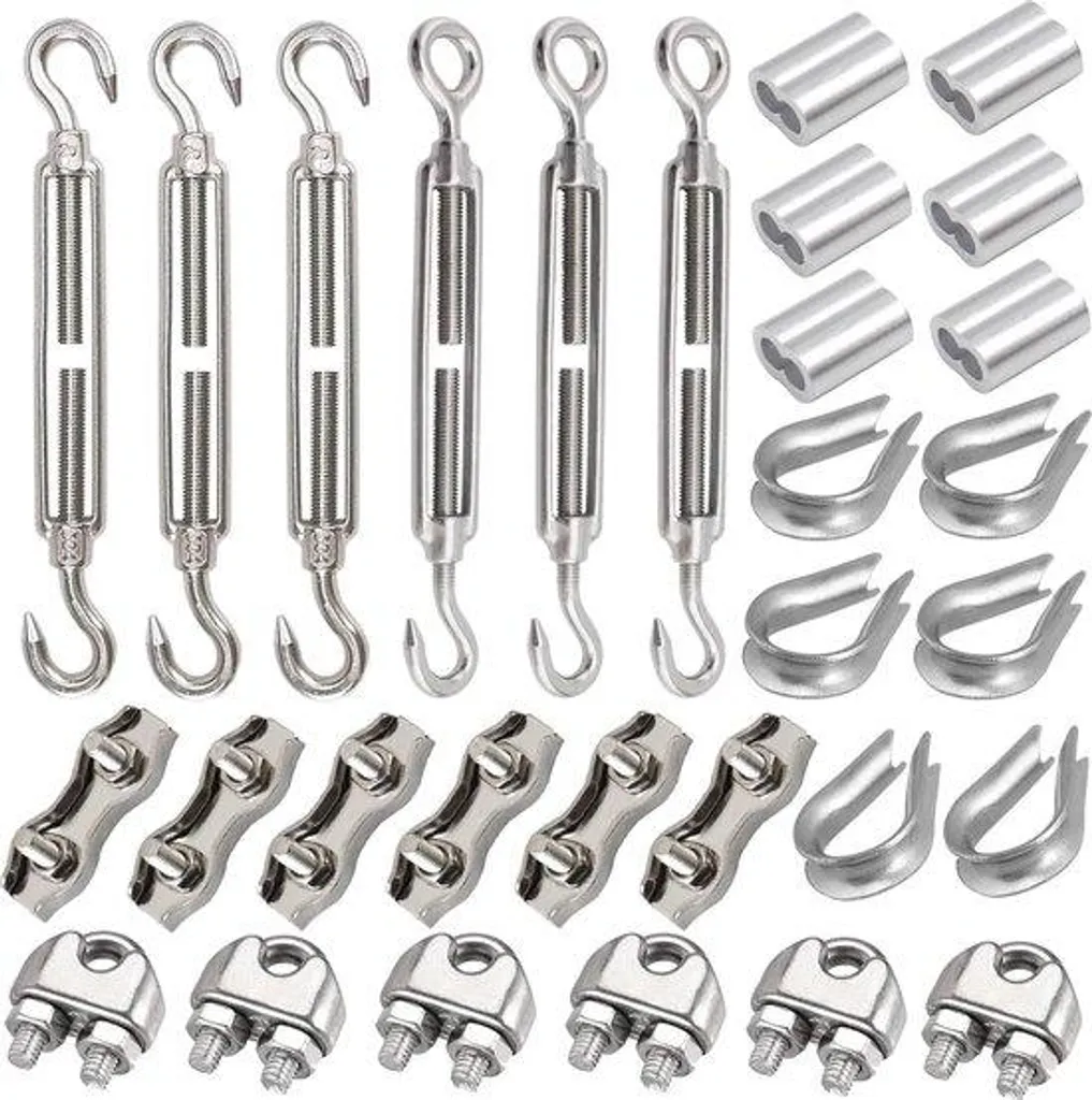 Fixez et tendez vos câbles sans rupture avec ce kit inox 30 pièces