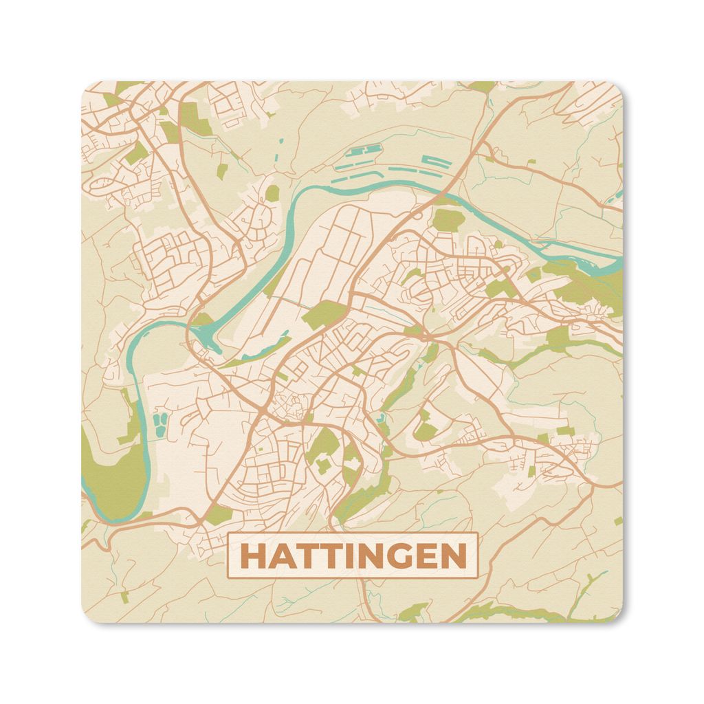 MuchoWow Mauspad Mousepad Hattingen - Karte - Stadtplan - Vintage 20x20 cm - Mousepads - Maus Mat - Pad - Mausunterlage - Desk Mat - Bureauartikeln
