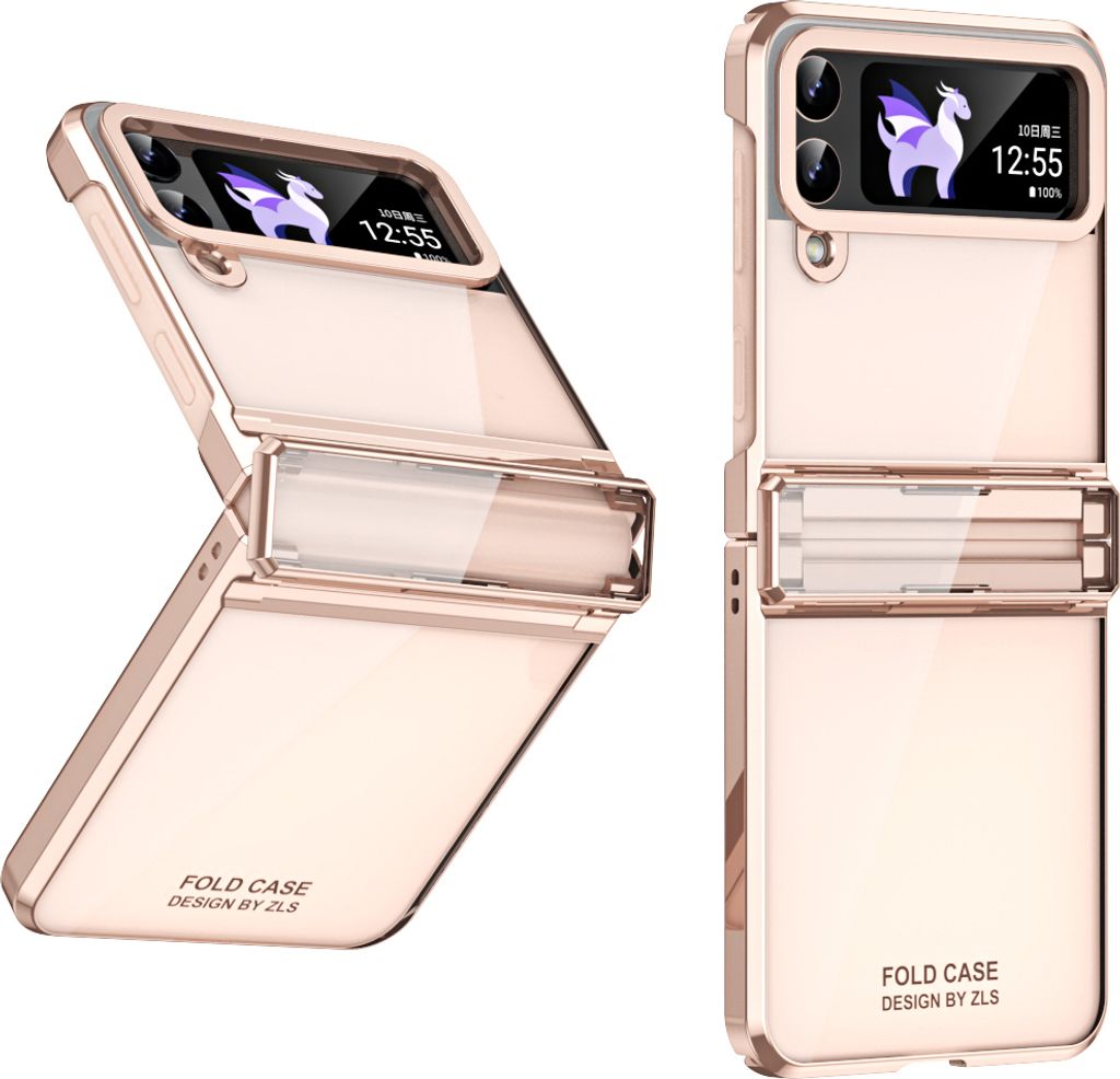 Hülle für Samsung Galaxy Z Flip 3 5G Ultradünne Überzug Kristall Klar Schutzhülle mit Scharnierschutz Roségold