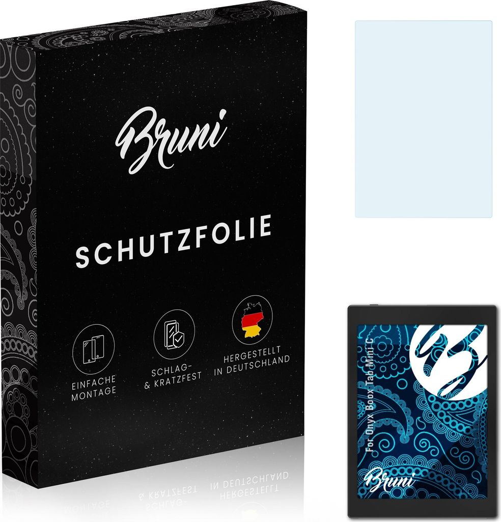 Bruni Basics-Clear 2x Schutzfolie kompatibel mit Onyx Boox Tab Mini C Folie