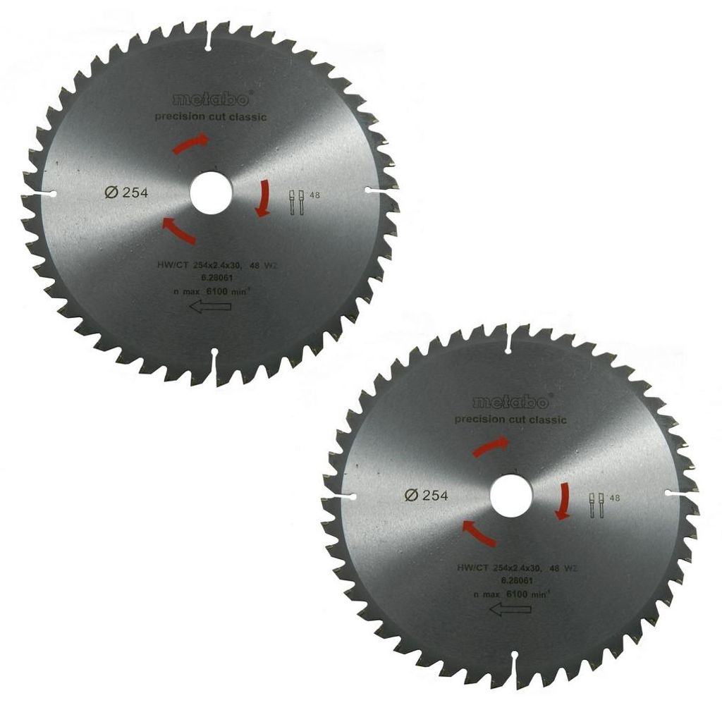 Metabo Kreissägeblatt Sägeblatt 254mm Z48 5°Neg. 2 Stück Produktbild 