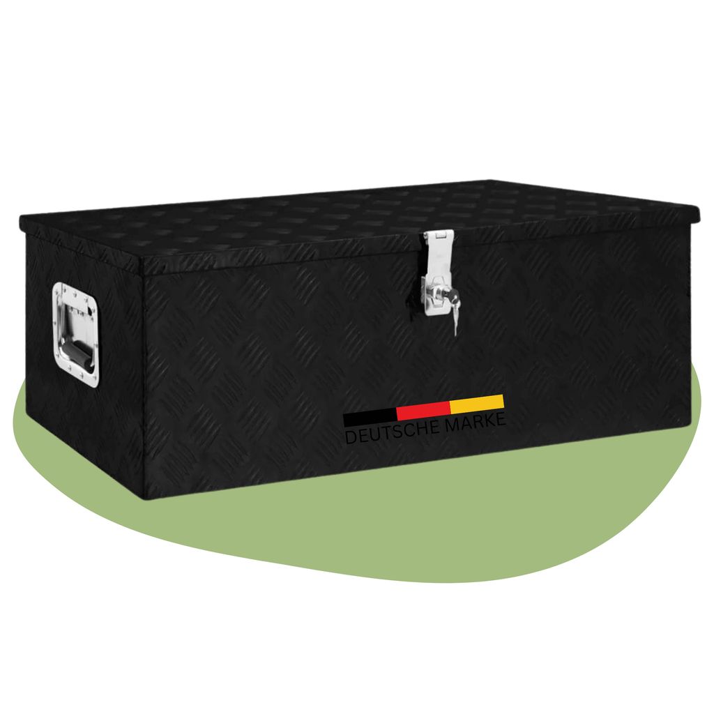 DELUKE Aluminiumbox mit Deckel - Abschließbar | Alubox Deichselbox Alu Anhängerbox Werkzeugkiste Metall Transportbox Metallkiste, 90x47x33,5cm ...