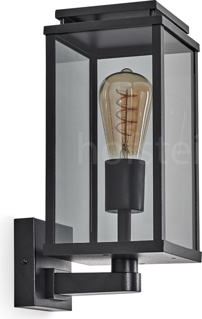 Castelbuono Außenleuchte aus Metall/Glas in Schwarz/Rauchfarben