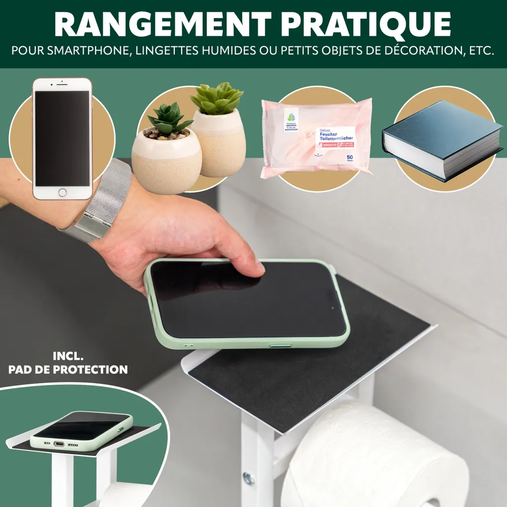 Combiné Brosse WC et Porte-Papier Toilette 4en1 eluno Design Moderne