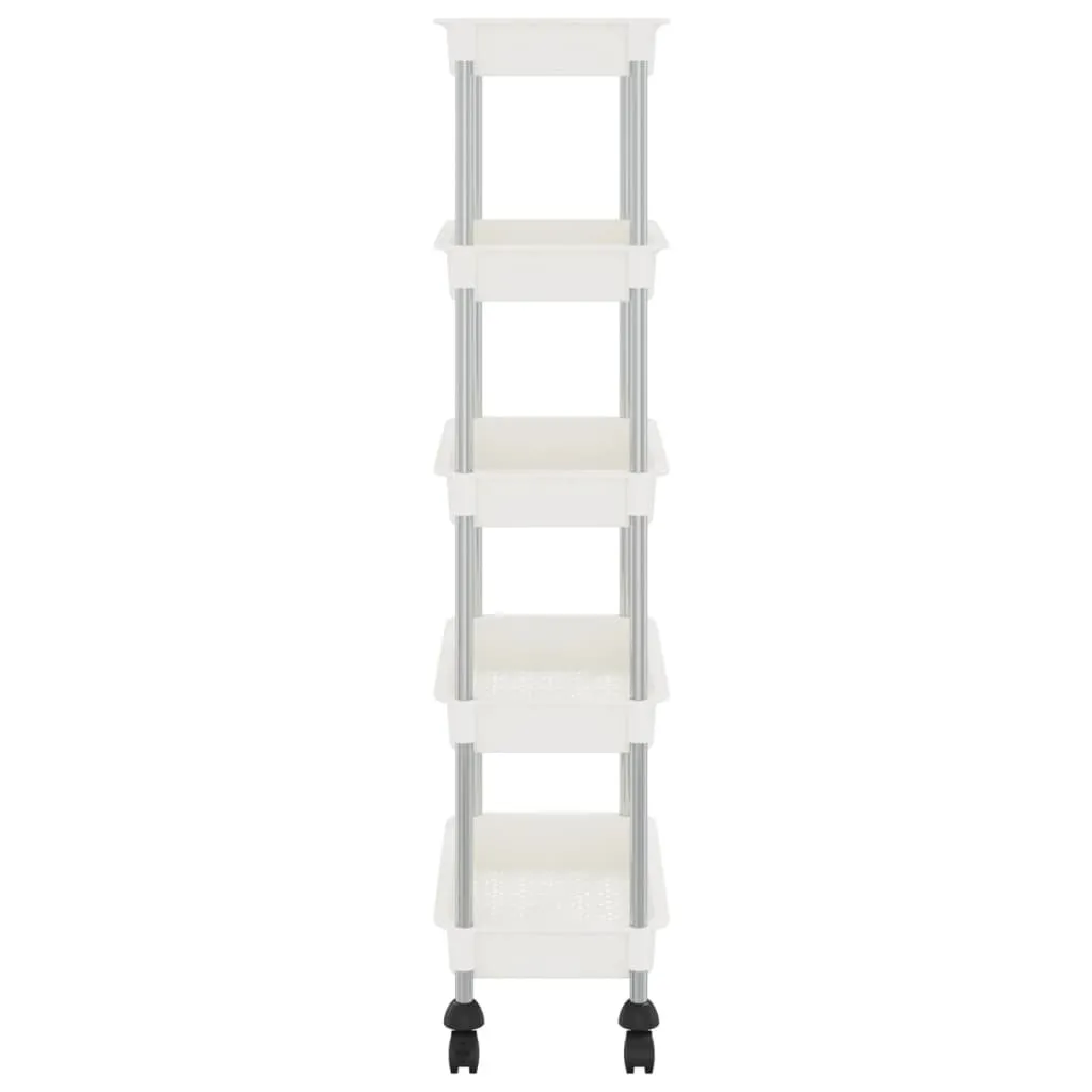 Carrello Cucina 5 Ripiani Bianco 42x29x128 cm Ferro e ABS | Salvaspazio - 4
