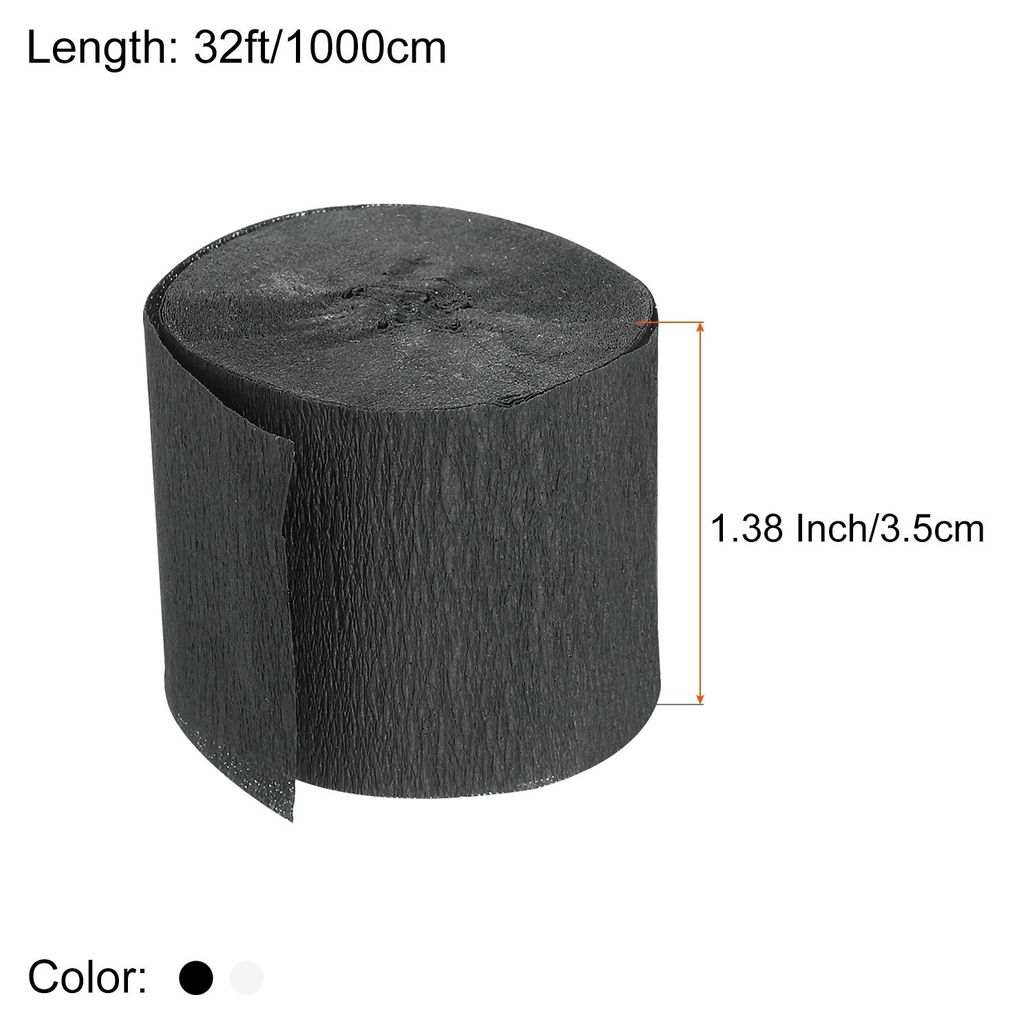 4 Rollen Krepppapier 3,5x1000cm Regenbogen Luftschlangen Bunt Seidenpapier Kreppband zum Basteln Nachbildung Geschenk Verpackung Blumen, Schwarz/Wei?