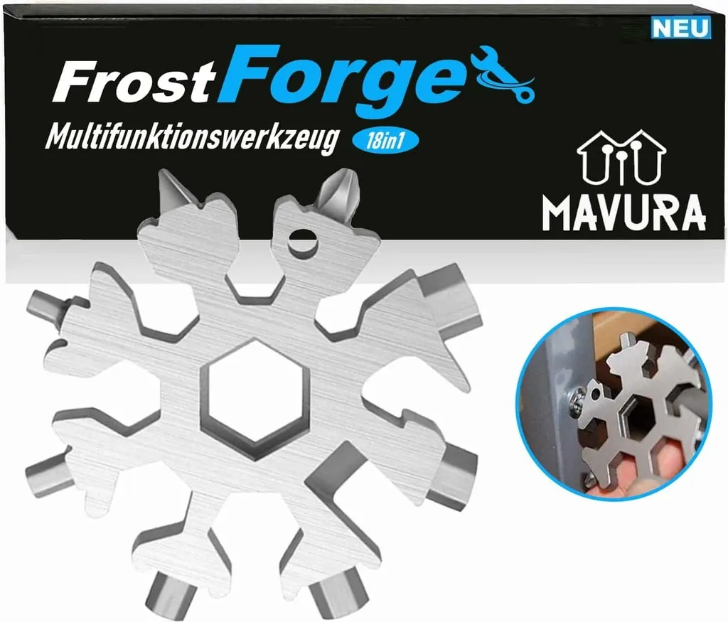 FrostForge Multitool Fiocco di Neve 18-in-1 Nero: l'Attrezzo da Tasca Supremo