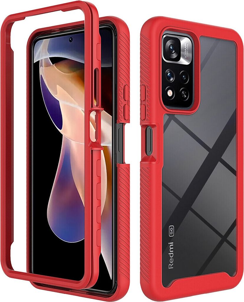 Redmi Note 11 Pro+ 5G Hülle, Hybrid Transparente Rückseite Robust TPU Bumper Rutschfest Stoßfest Ganzkörper Schutzhülle für Xiaomi Redmi Note...