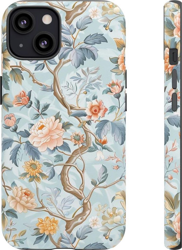 Pastellfarbenes Chinoiserie-Blumenmuster – Hülle Kompatibel mit iPhone 13
