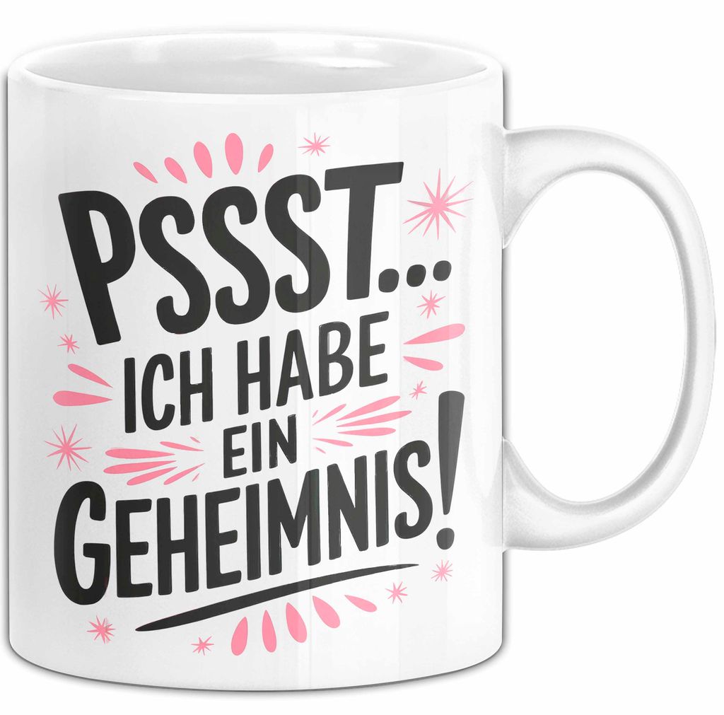 Big Sister Ältere Geschwister Schwestern Tasse Becher Geschenk Lustige Geschenkidee Spruch Ich Habe Ein Geheimnis (Weiß)