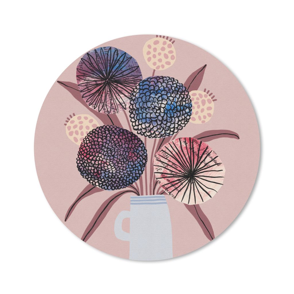 MuchoWow Mauspad Mousepad Blumen - Pastell - Vase - Pflanzen 20x20 cm - Mousepads - Maus Mat - Pad - Mausunterlage - Schreibtischmatte