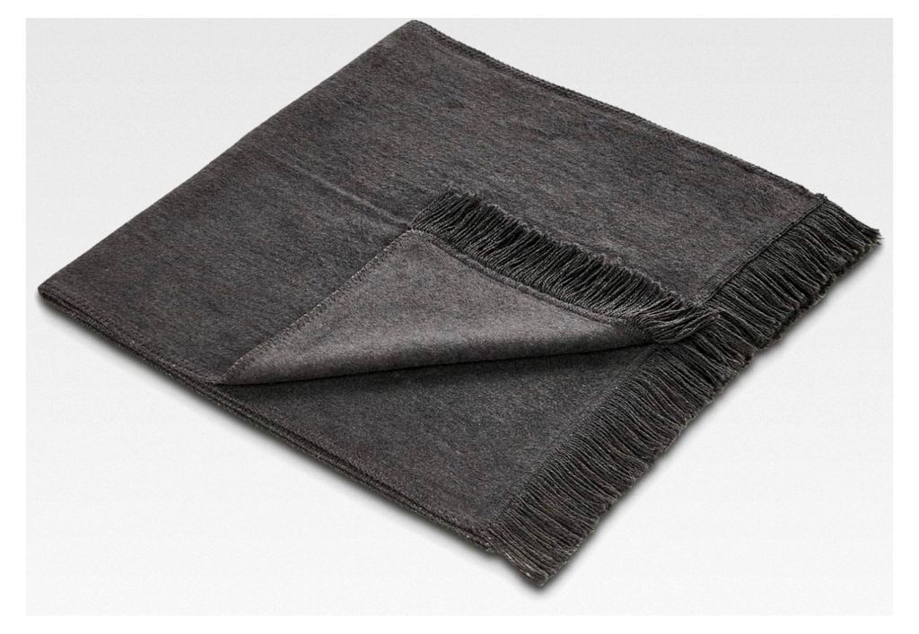 Sesselschoner Überwurf Tages-Decke in Anthrazit - , 200x50 cm, Sofaläufer mit Fransen, Baumwollmischung bis 40 °C waschbar, Schutz für Sesse...