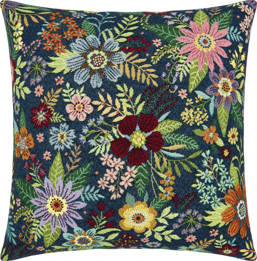 Erwin Müller Kissenhülle Blumen" blau-bunt 40x40 cm"