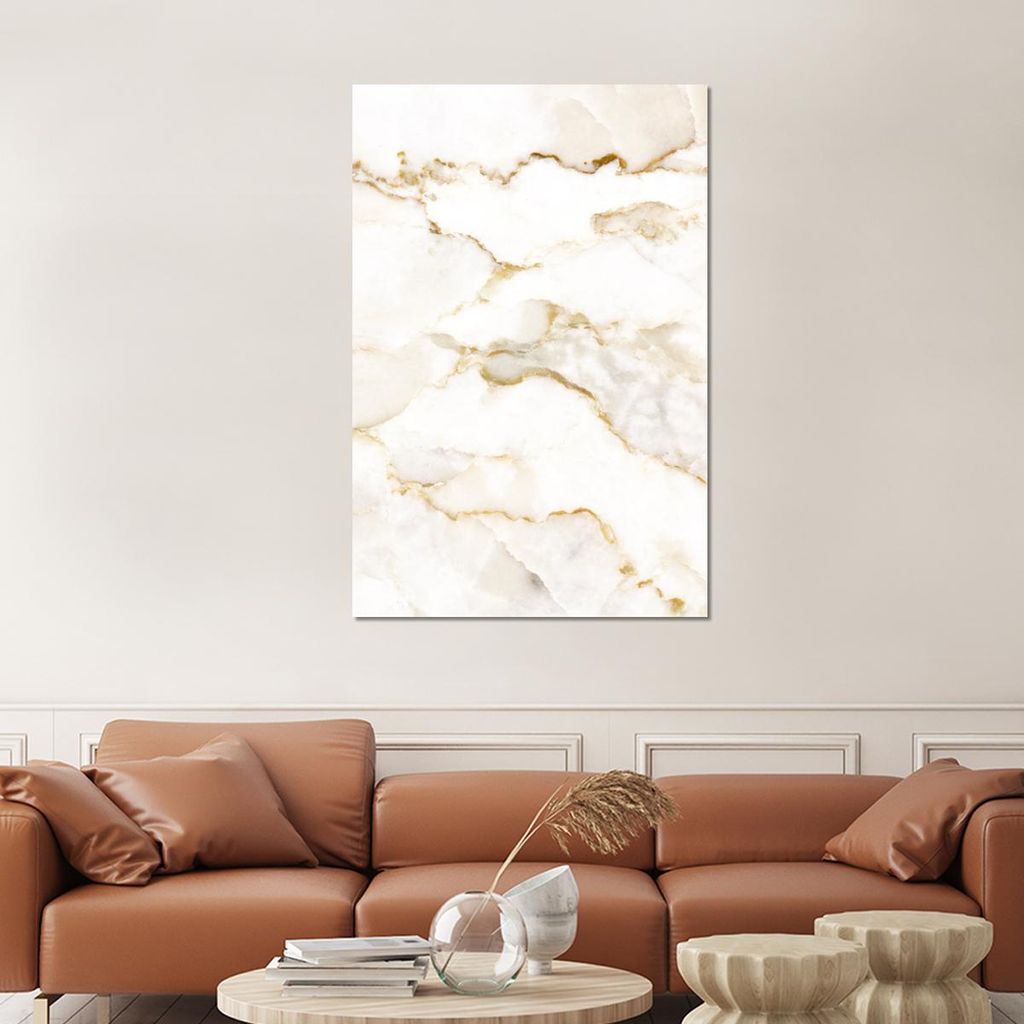 MuchoWow Wanddekoration Metall Metallbild Wandkunst 100x150 cm Marmor - Limette - Gold - Luxus - Marmoroptik - Weiß MuchoWow Aluminium Gemälde - ...