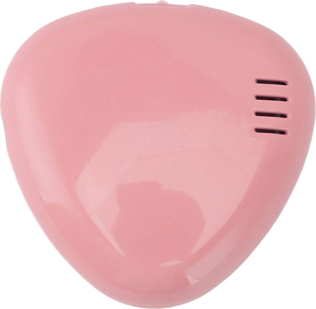 A pink toothbrush sanitizer case shown from a top-down perspective against a white background.