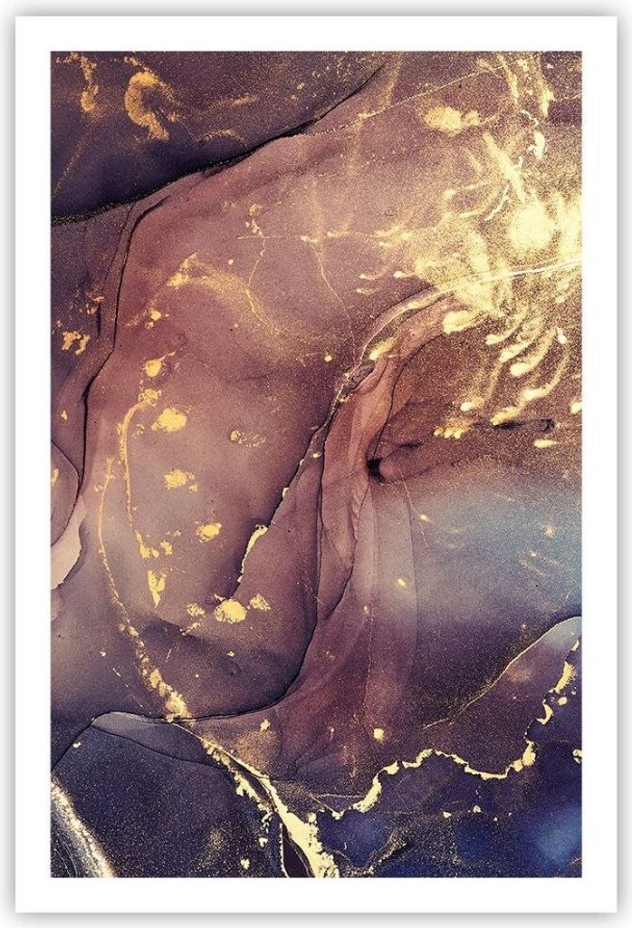 Poster - Poster ohne Rahmen - Stein Gold Marmor - 61x91,5 cm - Wand Bild - Wanddeko - Wandbilder - Kunstposter - Wandposter - Bilder - Kunstdruck -...