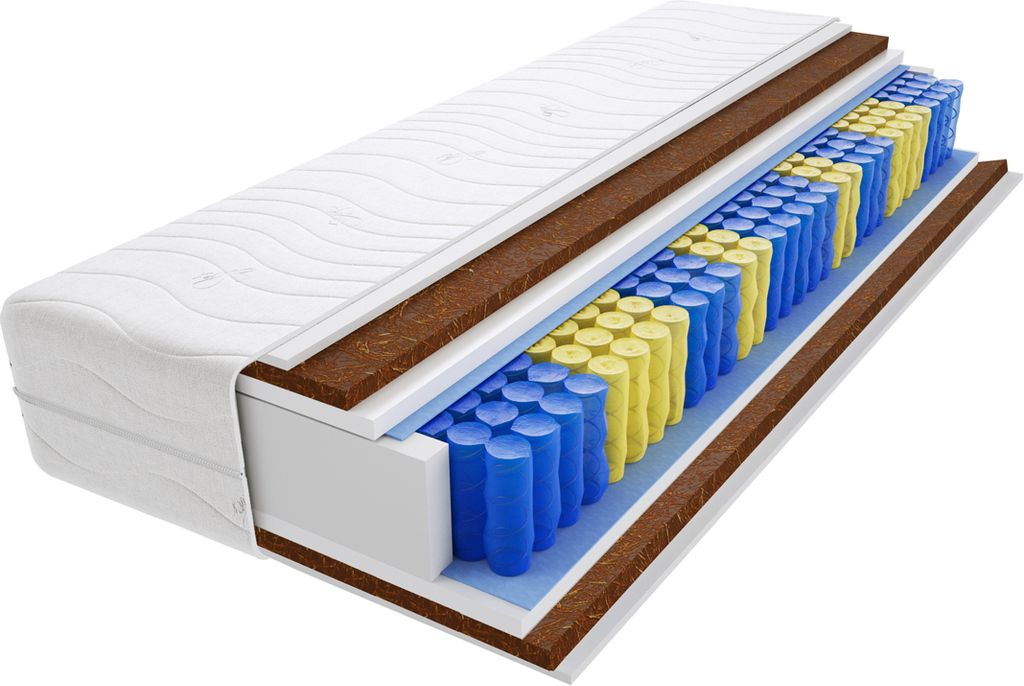 Matratze 100x190 cm Doppelmatratze, H4 Hart Federkernmatratze, Taschenfederkernmatratze 18 cm Hoch Kokosfaser Hypoallergene, HR-Schaum, Wendematrat...