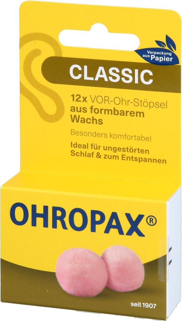 Ohropax Classic Cire Bouchons d'oreille 12 pces Image du produit 