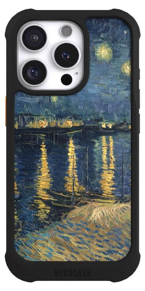 NIVOCASE Hülle für Apple iPhone 16 Pro Stoßfeste Handyhülle NIVOmax Case Schwarz Kunst Malerei