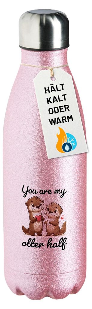 Huuraa Trinkflasche You are my otter half Paar 500ml Pink Edelstahl Wasserflasche Trinkflasche Geschenkidee