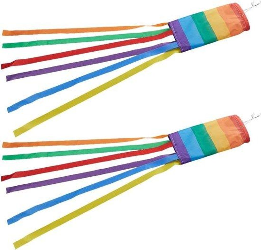 Regenboog windzakken set 2 stuks 1,1 m - Kleurrijke waterdichte doek - Voor thuis, tuin en balkon - Rood, oranje, geel, groen, blauw, paars - Buite...
