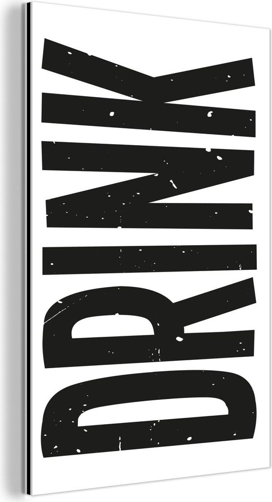 MuchoWow Wanddekoration Metall Metallbild Wandkunst 20x30 cm Getränk - Schwarz - Weiß - Dekoration MuchoWow Aluminium Gemälde - Alu Dibond Bild