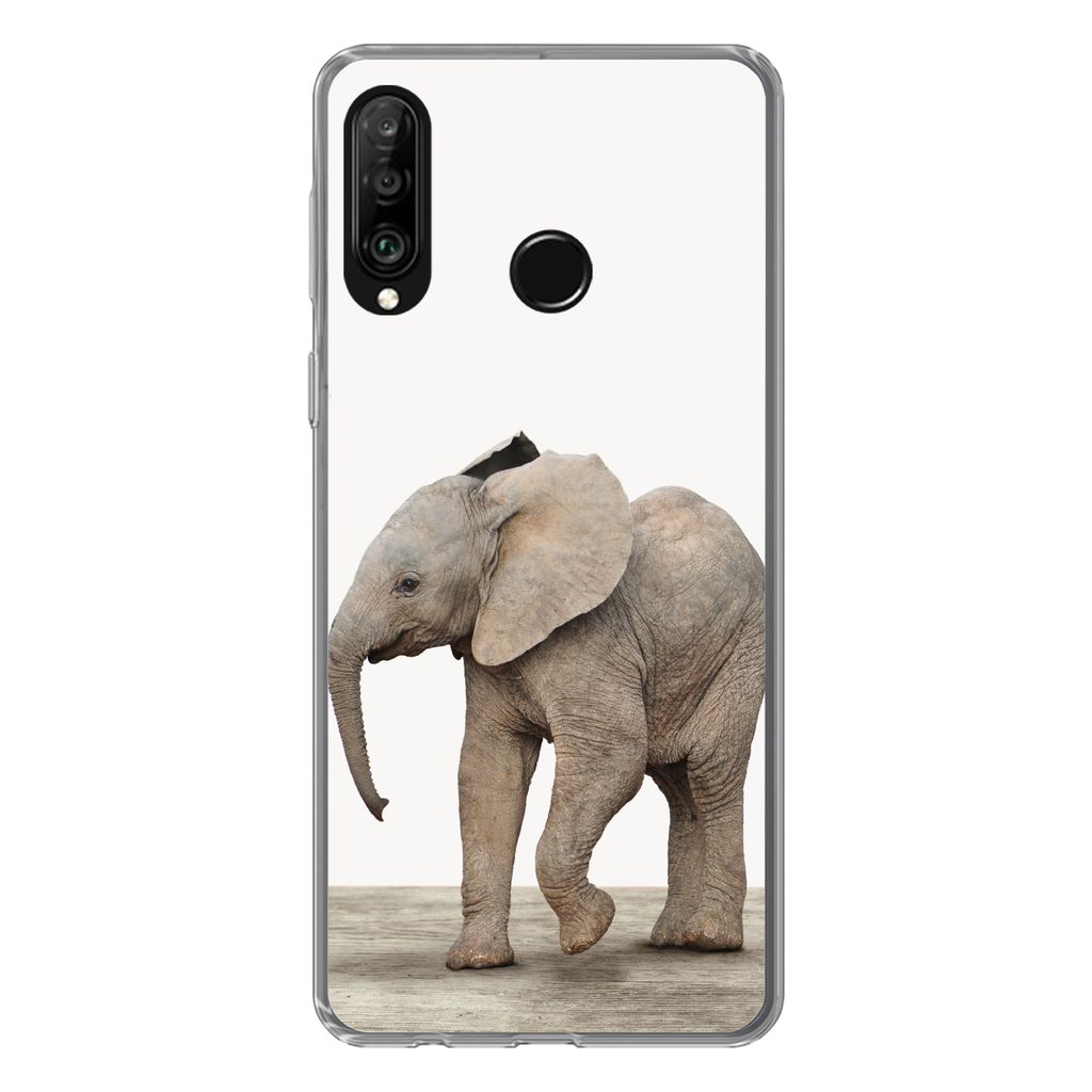 MuchoWow Handyhülle Schutzhülle Hülle für Huawei P30 Lite Baby-Elefant - Tiere - Kinder - Mädchen - Jungen Silikon Softcase Handy Hülle - H...