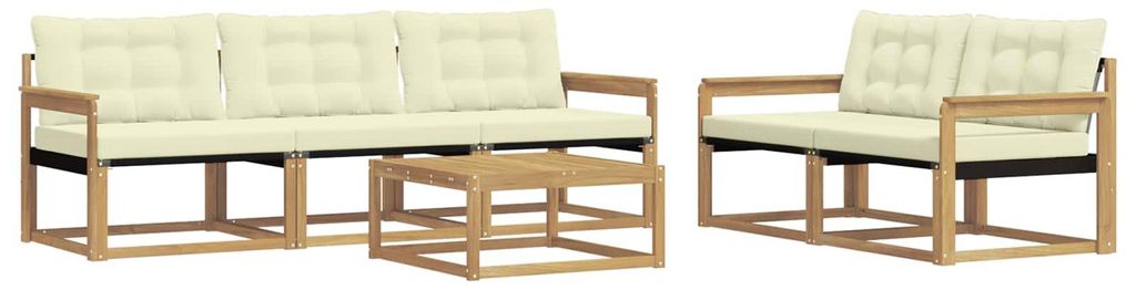 vidaXL Outdoor-Sofagarnitur 6 pcs Weiß und Creme 79 x 79 x 37 cm