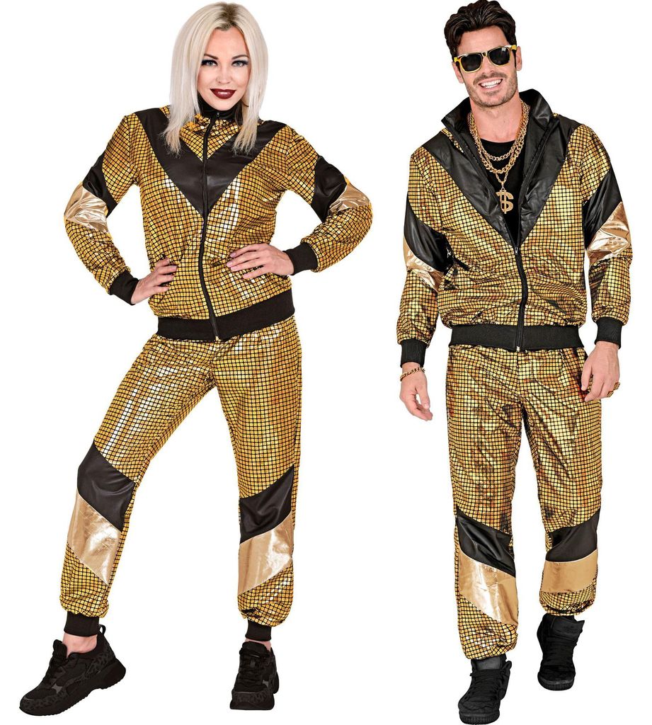 tUTA DA TRAINING RIFLETTENTE ANNI '80 ORO (top, pantaloni) Immagine del prodotto 