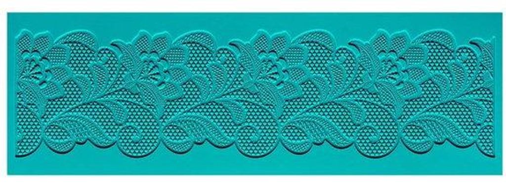 Silikon-Form für Fondant mit Herzmotiv | 2 mm Höhe | mit Kantenmotiv | ideal für Schmuckranden | Fondant-Formgerät (Motiv 35, 30 x 10 cm)
