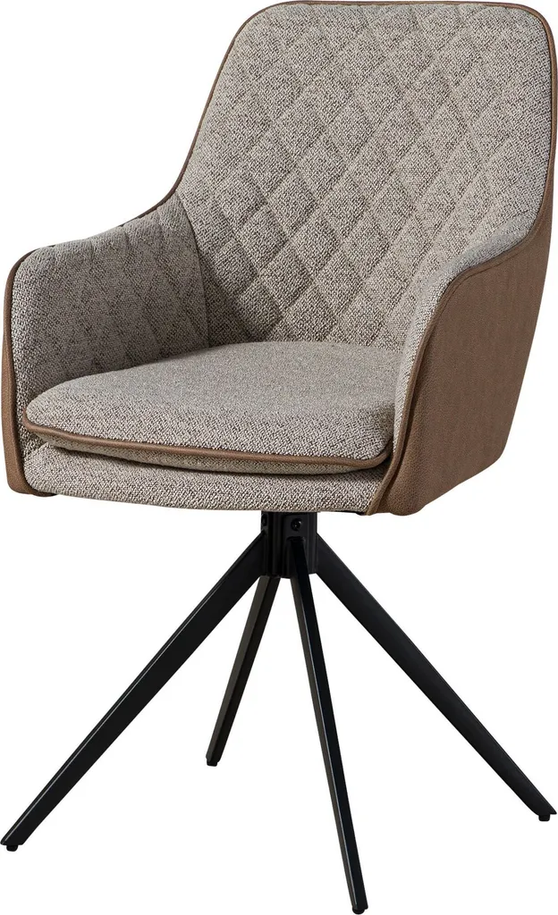Chaise Pivotante pour Table de Repas ou Bureau HUGO Marron Clair Gris