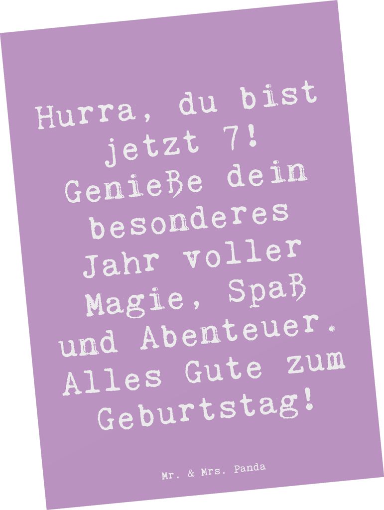 Mr. & Mrs. Panda Postkarte Spruch 7. Geburtstag - Produktbild 