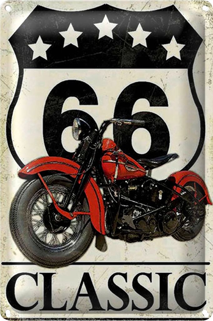 Blechschild Retro 20x30cm Motorrad classic 66 5 Sterne